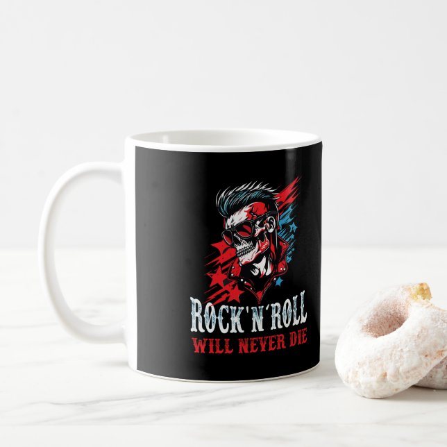 Caneca De Café Rock and Roll nunca morrerá (Com Donut)