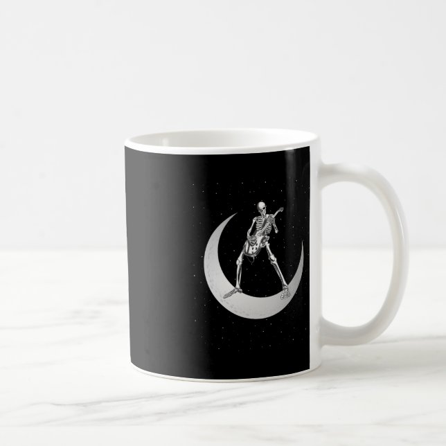 Caneca De Café Rock And Roll Skeleton Tocando Guitarra Rock Na Lu (Direita)