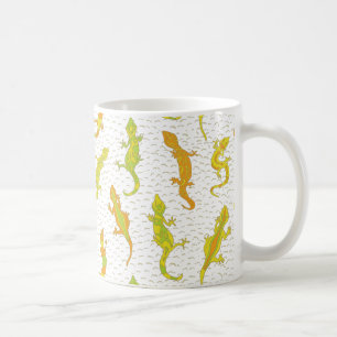 Caneca De Café Rock Escalando Geckos em amarelo - padrão perfeito
