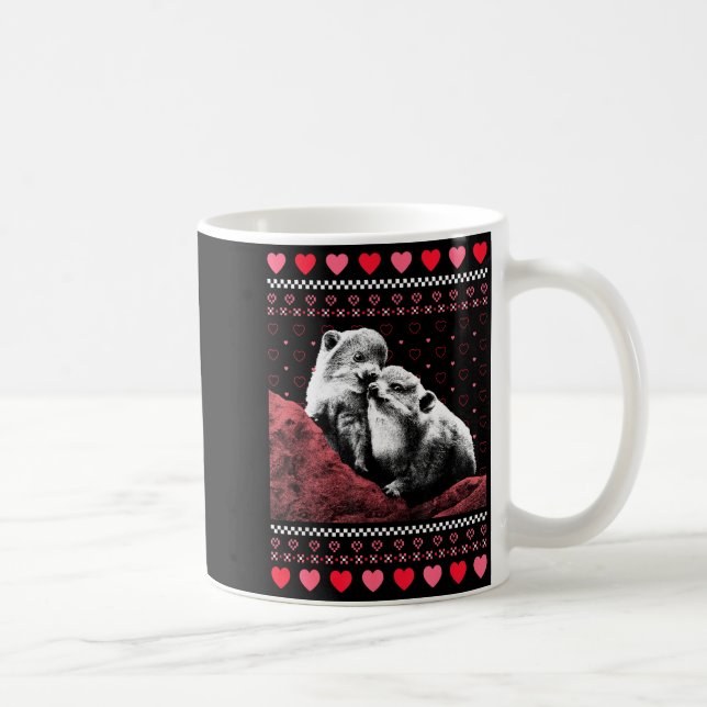 Caneca De Café Rock Hyrax Valentine's Day Ugly Sweater Style  (Direita)