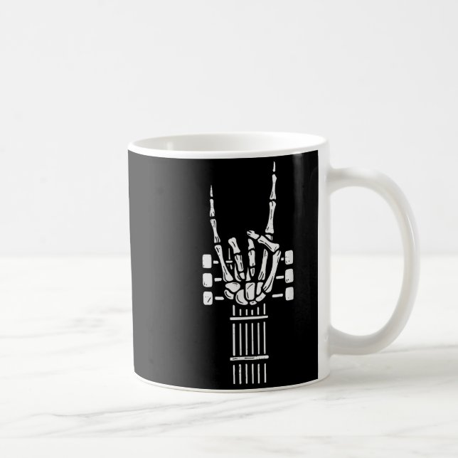 Caneca De Café Rock On Skeleton Hand Guitar Guitarist Funny Music (Direita)