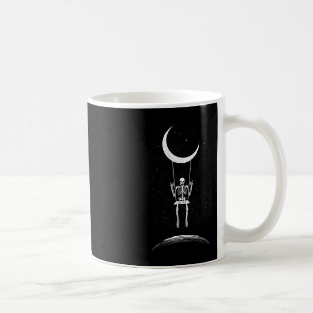 Caneca De Café Rock On Skeleton Moon Rock And Roll Men Women Rock (Direita)