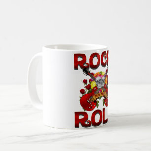 Caneca De Café Rock Roll For Ever Skulls