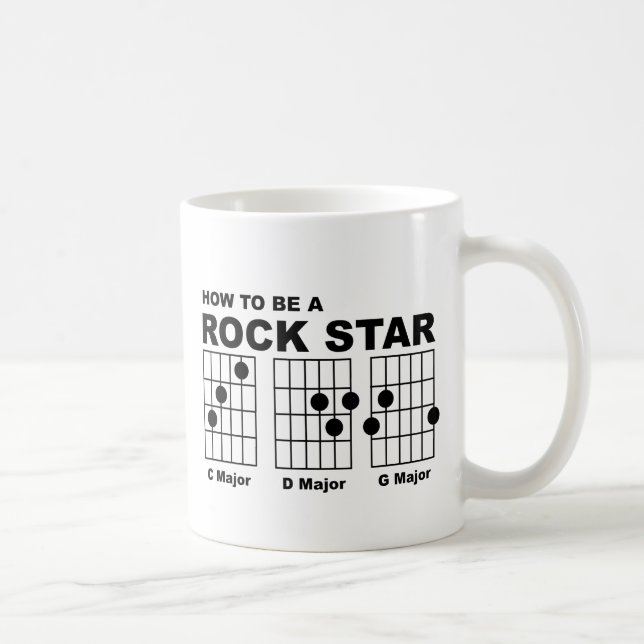 Caneca De Café Rock Star Guitar Chord Engraçado Humor (Direita)