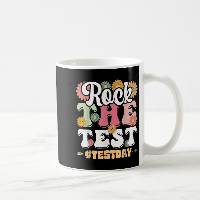 Caneca De Café Rock The Test Testing Day Groovy Motivational Teac (Direita)
