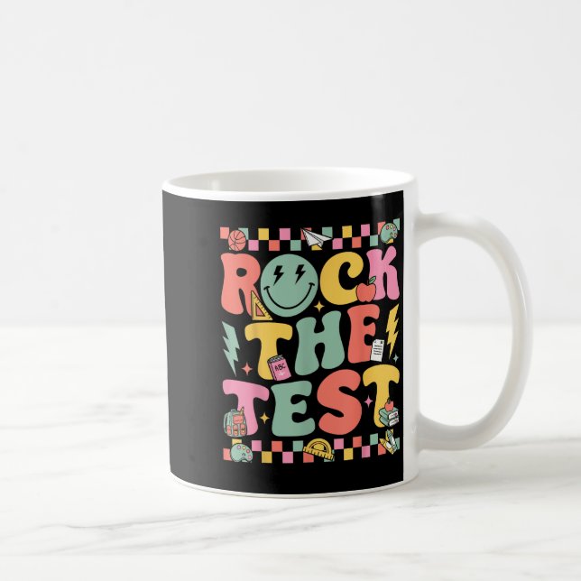 Caneca De Café Rock The Test Testing Day Retro Motivational Teach (Direita)