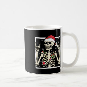 Caneca De Café Rocker Esqueleto Chapéu de Papai Noel Natal Legal
