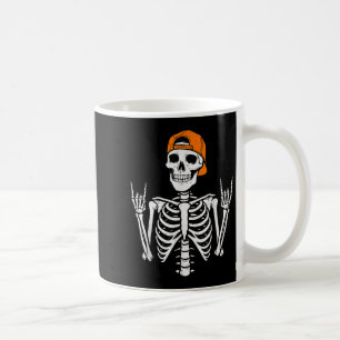 Caneca De Café Rocker Esqueleto Halloween Rock Fantasia Boné Skat