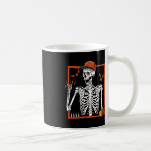 Caneca De Café Rocker Skeleton Hand Rock Sobre O Halloween Engraç