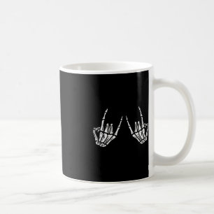 Caneca De Café Rocker Skeleton Hand Rock Sobre O Halloween Engraç
