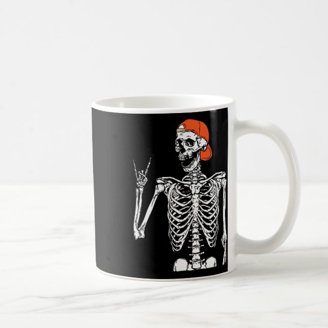 Caneca De Café Rocker Skeleton Rocha Sobre O Dia Das Bruxas (Direita)