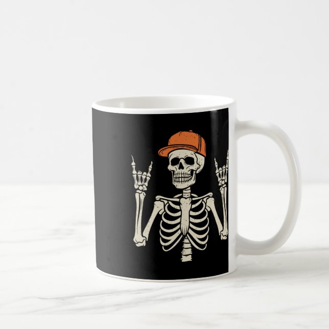 Caneca De Café Rocker Skeleton Rock On Hand Skeleton Me (Direita)