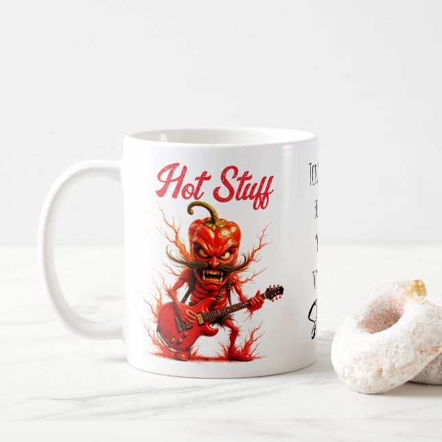 Caneca De Café Rocker Vermelho Quente Com Citação (Com Donut)