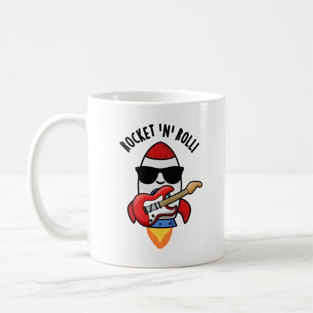 Caneca De Café Rocket E Roll Funny Rocket Pun (Esquerda)