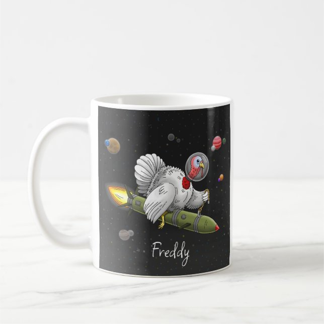 Caneca De Café Rocket Turkey's Space Journey (Esquerda)