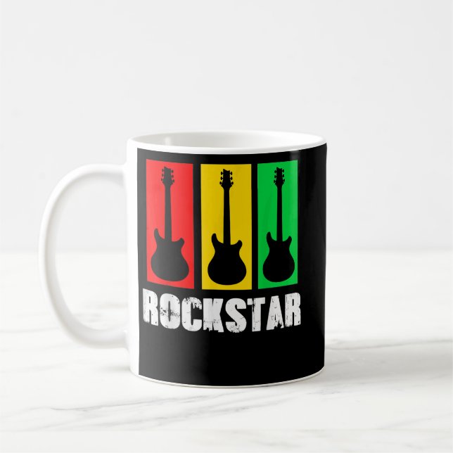 Caneca De Café Rockstar Kids Tshirt Vintage Guitar (Esquerda)