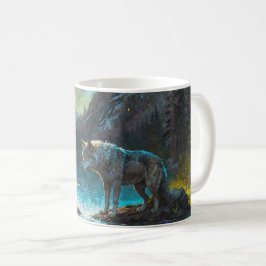 Caneca De Café Rocky Mountain Cinza Wolf Art