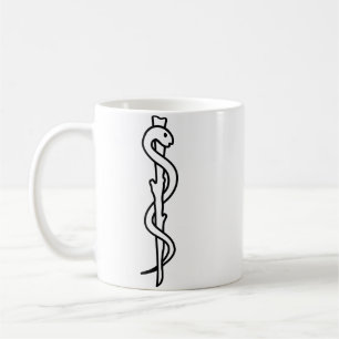Caneca De Café Rod de Asclepius [símbolo médico]