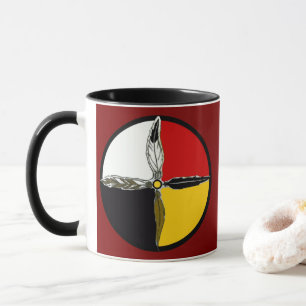 Caneca de Café Roda da Medicina Cruz Nativo Americ