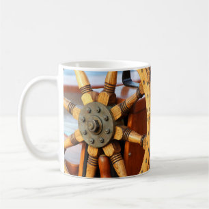 Caneca De Café Roda de navio de madeira linda e resistente