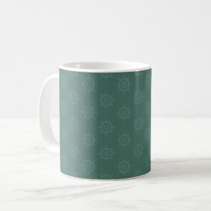 Caneca De Café Roda do Navio Tonal em Turquesa Cinza Escuro