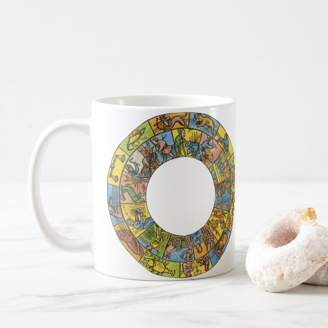 Caneca De Café Roda Zodiacal Astrológica Celestial Vintage (Com Donut)