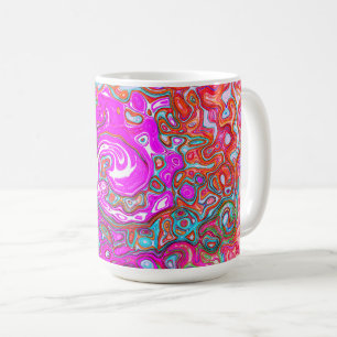 Caneca De Café Rodeio Abstrato Groovy Roxo e Laranja Retro