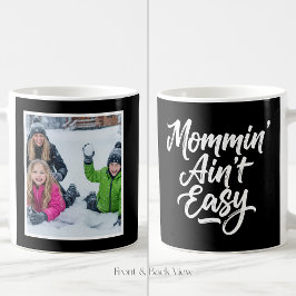 Caneca De Café Rodeio de Mãe Não é Fácil Script 1 Foto Preto