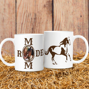 Caneca De Café Rodeo Mãe, Foto De Cowgirl Do Cavalo Ocidental