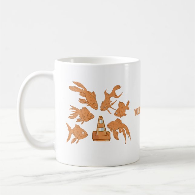 Caneca De Café Rodoviários de Cones e de Peixes-Dourados laranja (Esquerda)