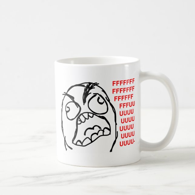 Caneca De Café rofl cómico do lol do meme da raiva da cara da (Direita)