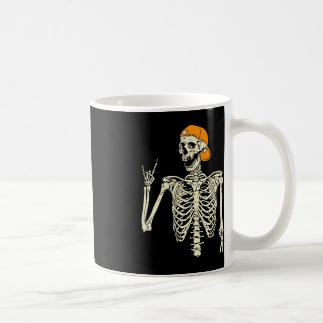 Caneca De Café Roker Skeleton Boné Skater Legal Halloween Punk Ro (Direita)