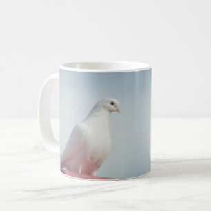 Caneca De Café Rola Branca Fofa Pombo Símbolo de Amor & Paz Passa
