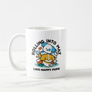 Caneca De Café Rolando Para Maio Como Pups Felizes - Cachorro Pri