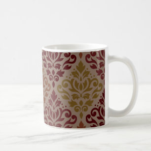 Caneca De Café Rolar Damask Lg Ptn Reflete Laranja Dourado