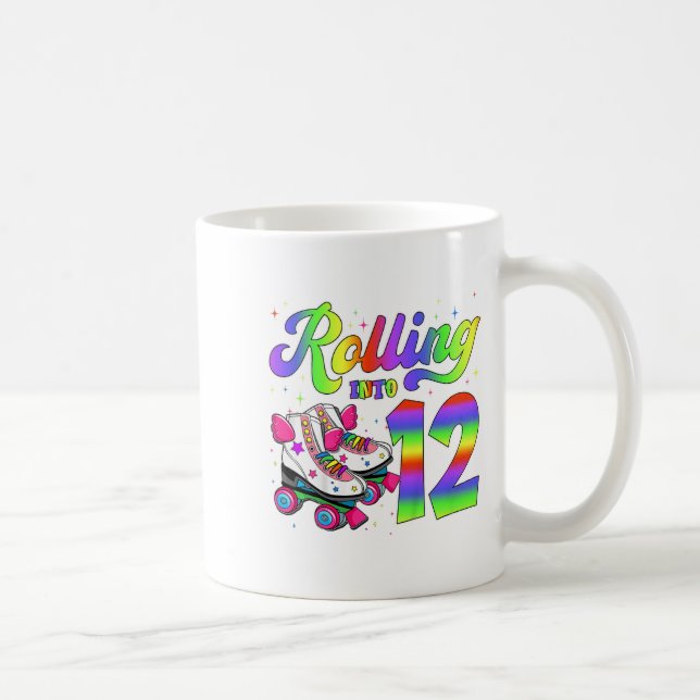 Caneca De Café Roller Skating 12 Birthday Girls Rollin Em 12 (Direita)