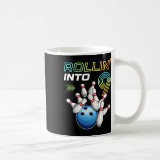 Caneca De Café Rollin Into 9 Retro Bowling Birthday Party 9th Bir