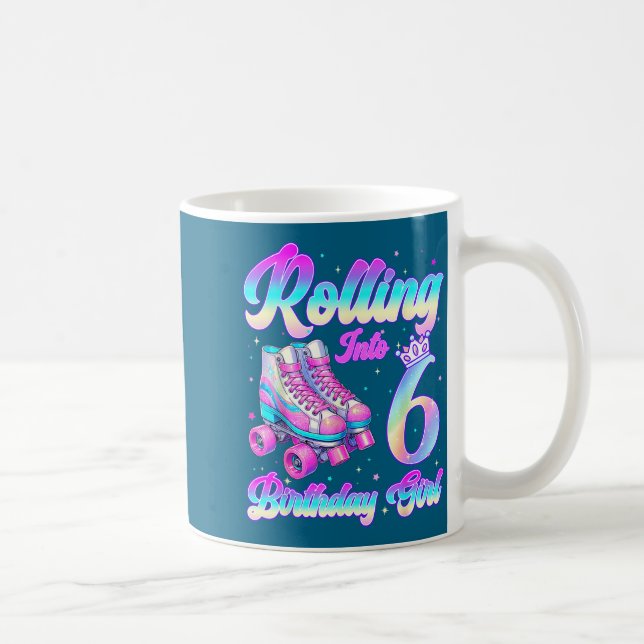 Caneca De Café Rolling Into 6 Year Old Roller Skating 6th Birthda (Direita)