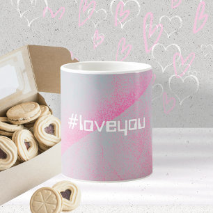 Caneca De Café Rolo de Espuma Moderno Hashtag #amoVocê Rosa e Cin