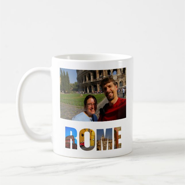 Caneca De Café Roma Itália Cria sua própria foto (Esquerda)