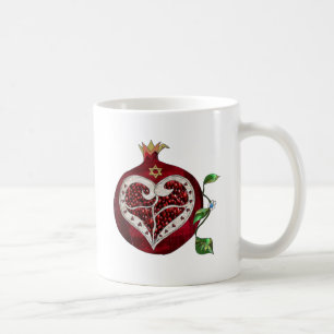 Caneca De Café Romã Judaica Coração Hanukkah Rosh Hashanah