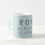 Caneca De Café Roma Latitude e Longitude<br><div class="desc">Coordenadas do mapa de latitude e longitude para Roma,  Itália com fontes industriais modernas.</div>