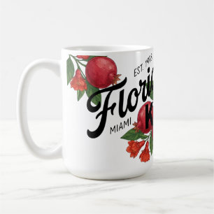 Caneca De Café Romã Vintage Florida Miami Botânica Fruta