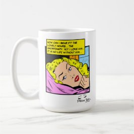 Caneca De Café Romance de Corações Solitários em Quadrinhos Retrô