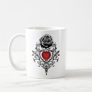 Caneca De Café Romance Sombrio Rosa Coração Vermelho Gotejante Gó