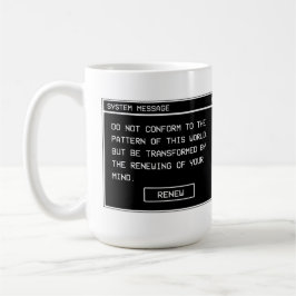 Caneca De Café Romanos 12:2 Janela de Alerta de Computador Preto 