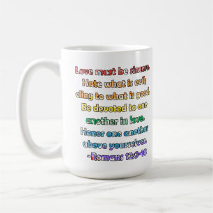 Caneca De Café Romanos 12:9-10 Bíblia Verso