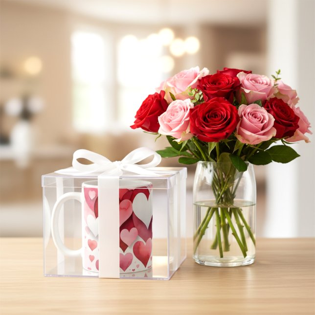 Caneca De Café Romantic Heart Pattern Coffee Mug (Criador carregado)