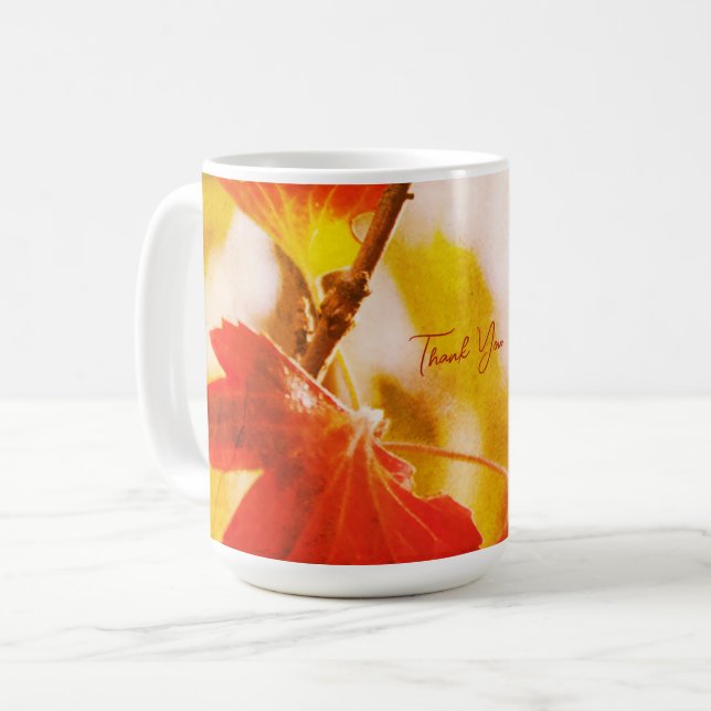 Caneca De Café Romantic Leaves Boho – Botanical Fantasy Thanks (Frente Esquerda)