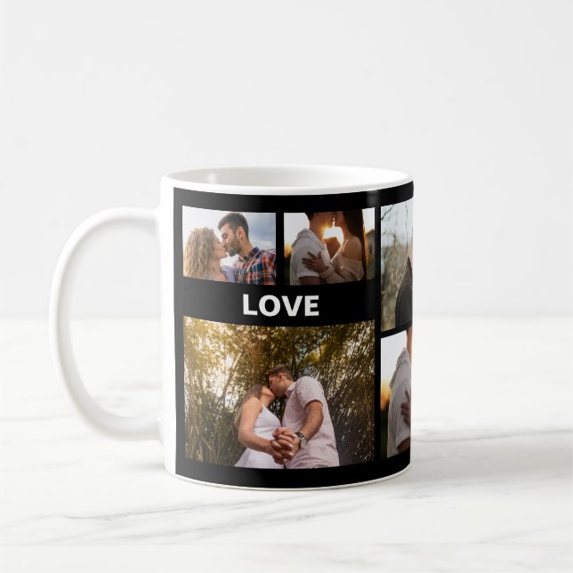 Caneca De Café Romantic Photo Collage Gift for Couples (Esquerda)